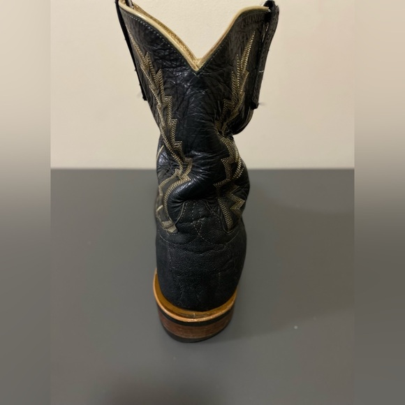 Vintage Men’s Anderson Bean elephant skin Cowboy Boots Size 11D Black Exotic - Picture 9 of 16